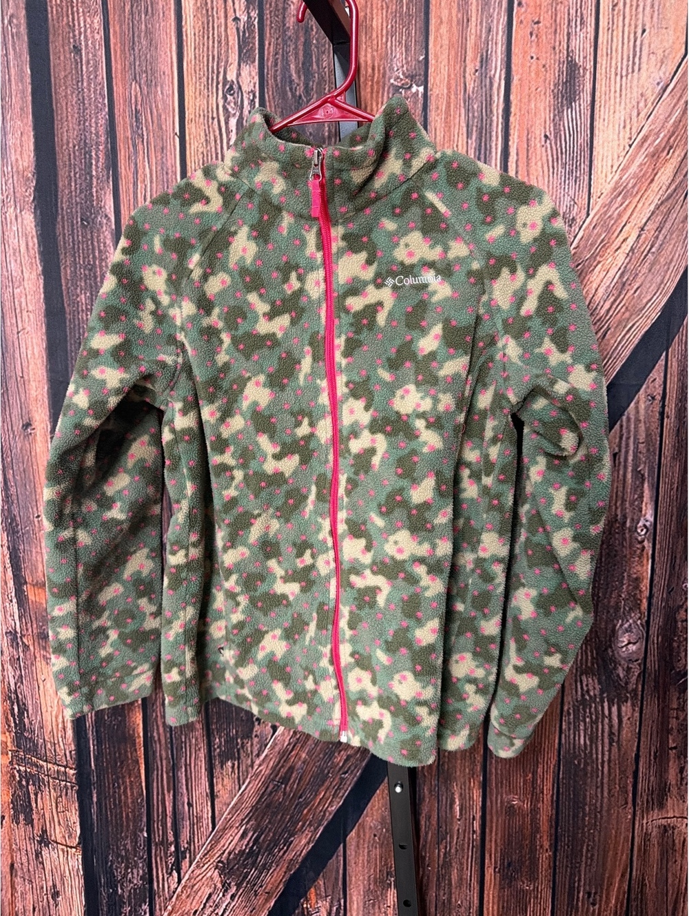 Columbia youth XL Green and Pink Fleece Jacket